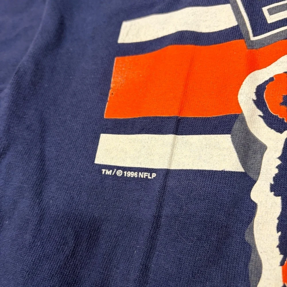 Vtg 96’Chicago Bears T Shirt Large USA Single Stitch Team Rated Navy Made in USA - Picture 4 of 10